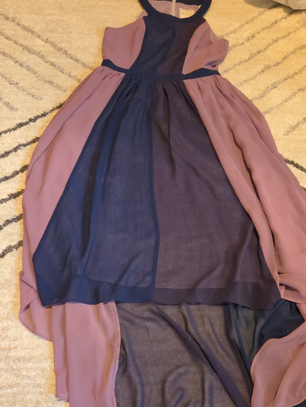 ModCloth Two-Tone Navy and Mauve High-Low Dress
